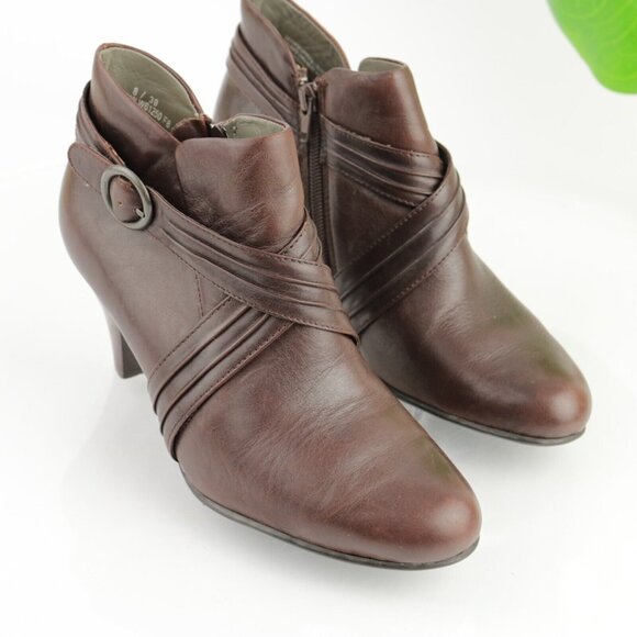 Born Womens Biddy Boot Size 8 Brown Leather Block Heel Bootie Elegant Buckle - Picture 12 of 12